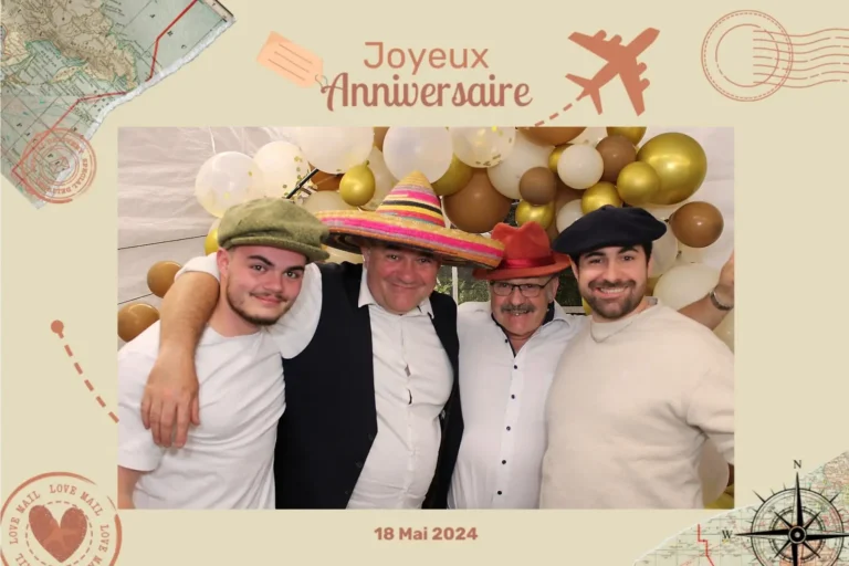 Photo d’anniversaire imprimée par le photobooth avec un cadre personnalisé