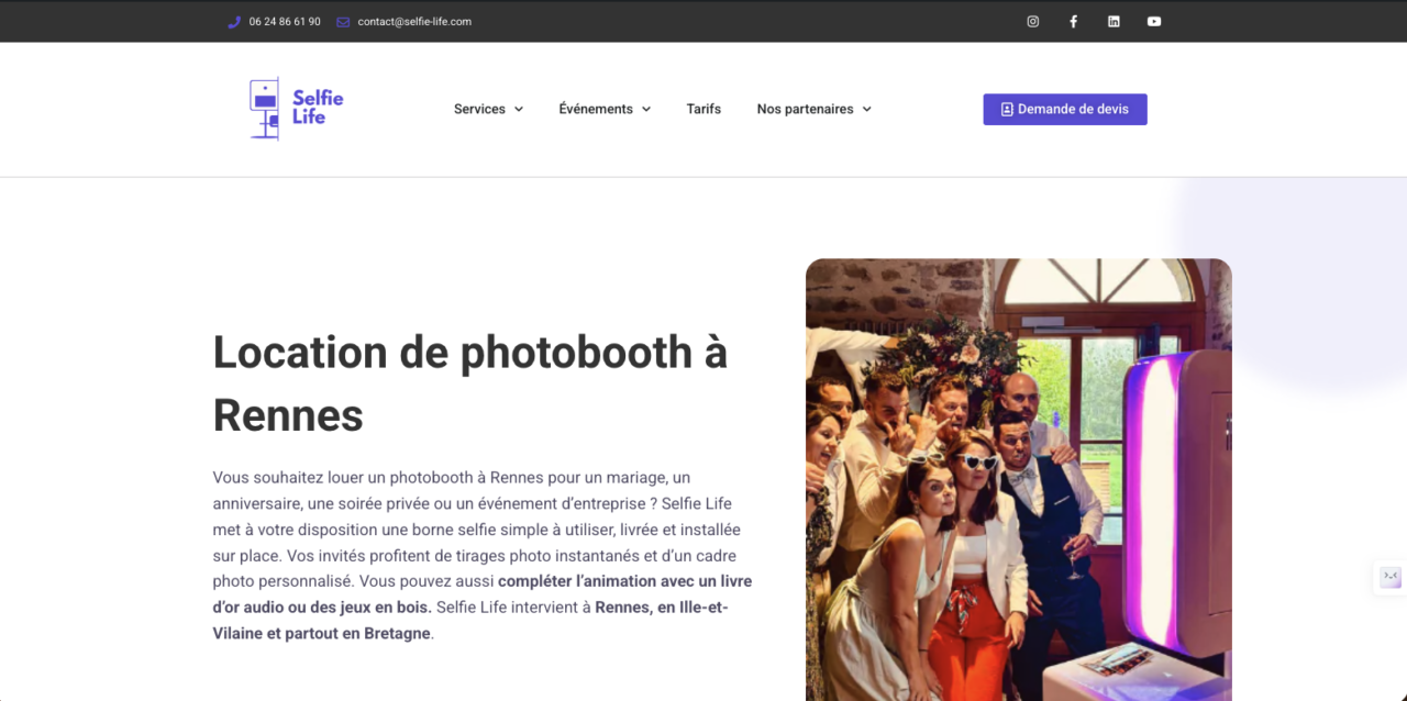 Site de Selfie Life, location de photobooth à Rennes